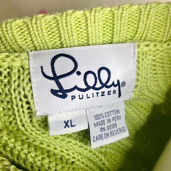 Lily Pulitzer Light Green Cable Knit Sweater size XL - Picture 3 of 9